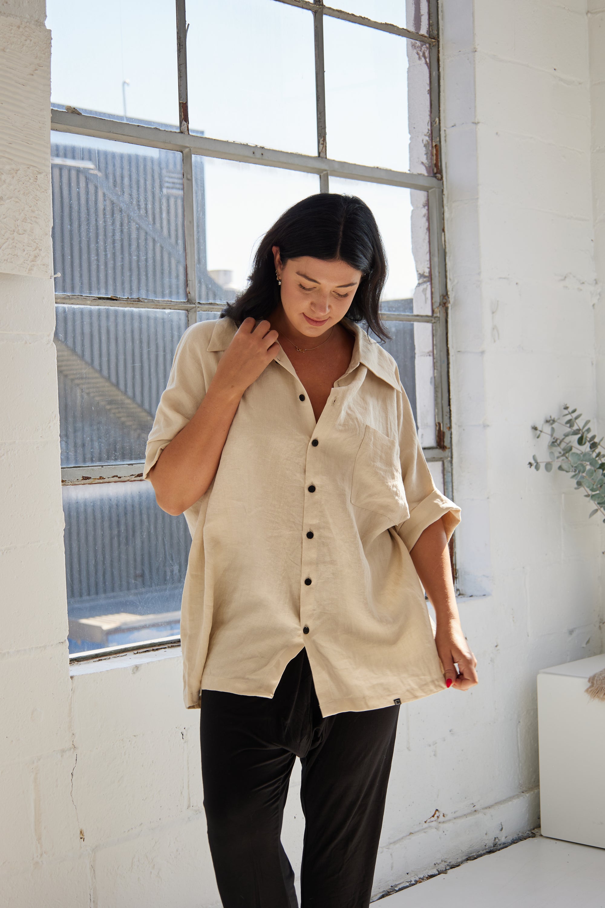 The Shore Top - Linen by Cassandra Elizabeth is an ethically made, minimalist wardrobe essential, and is the epitome of quiet luxury.